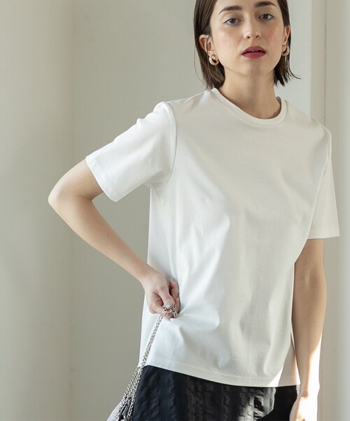 OPAQUE.CLIP(オペークドットクリップ)の「◆ベーシックTシャツ/SILKY SUPIMAコットン100%【イージーケア/洗濯機洗い可】(Tシャツ/カットソー・レディース・ホワイト/ピンク/ライトベージュ/ブラウン系その他/ブラック・36/42/40/38)」の11枚目の写真