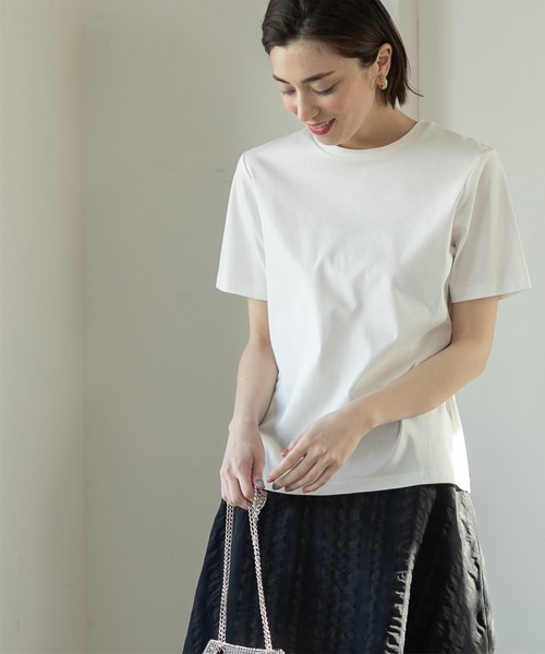 OPAQUE.CLIP(オペークドットクリップ)の「◆ベーシックTシャツ/SILKY SUPIMAコットン100%【イージーケア/洗濯機洗い可】(Tシャツ/カットソー・レディース・ホワイト/ピンク/ライトベージュ/ブラウン系その他/ブラック・36/42/40/38)」の19枚目の写真