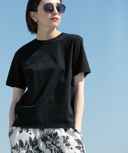 OPAQUE.CLIP（オペークドットクリップ）の「◆ベーシックTシャツ/SILKY SUPIMAコットン100％【イージーケア/洗濯機洗い可】（Tシャツ/カットソー・レディース・ホワイト/ピンク/ライトベージュ/ブラウン系その他/ブラック・36/42/40/38）」の20枚目の写真