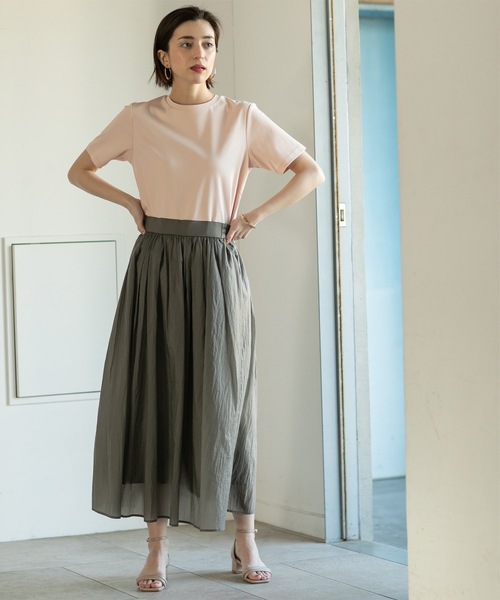 OPAQUE.CLIP(オペークドットクリップ)の「◆ベーシックTシャツ/SILKY SUPIMAコットン100%【イージーケア/洗濯機洗い可】(Tシャツ/カットソー・レディース・ホワイト/ピンク/ライトベージュ/ブラウン系その他/ブラック・36/42/40/38)」の13枚目の写真