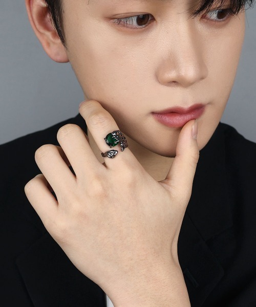 4INT.（フォイント）の「グリーンビジュー リング（リング・メンズ・グリーン・FREE）」の4枚目の写真