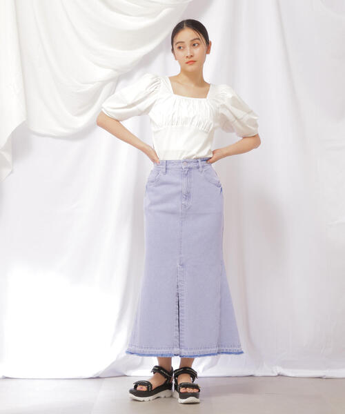 JILL by JILL STUART（ジルバイジルスチュアート）の「◇リメイク風マーメイドロングデニムスカート（デニムスカート・レディース・ブルー/パープル・MEDIUM/SMALL）」の7枚目の写真