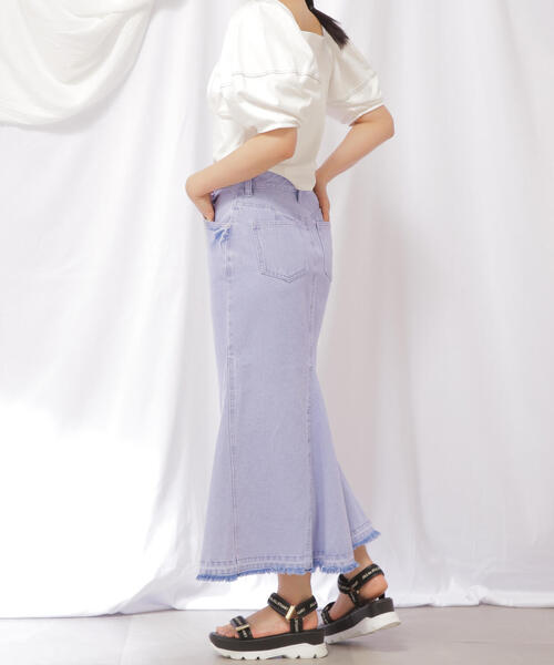 JILL by JILL STUART（ジルバイジルスチュアート）の「◇リメイク風マーメイドロングデニムスカート（デニムスカート・レディース・ブルー/パープル・MEDIUM/SMALL）」の8枚目の写真