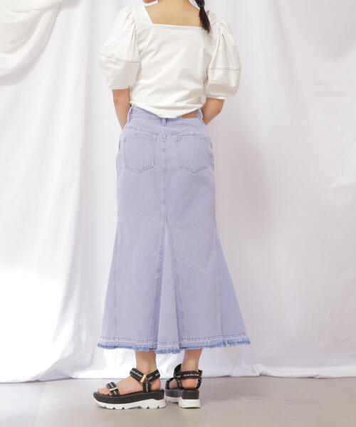 JILL by JILL STUART（ジルバイジルスチュアート）の「◇リメイク風マーメイドロングデニムスカート（デニムスカート・レディース・ブルー/パープル・MEDIUM/SMALL）」の9枚目の写真