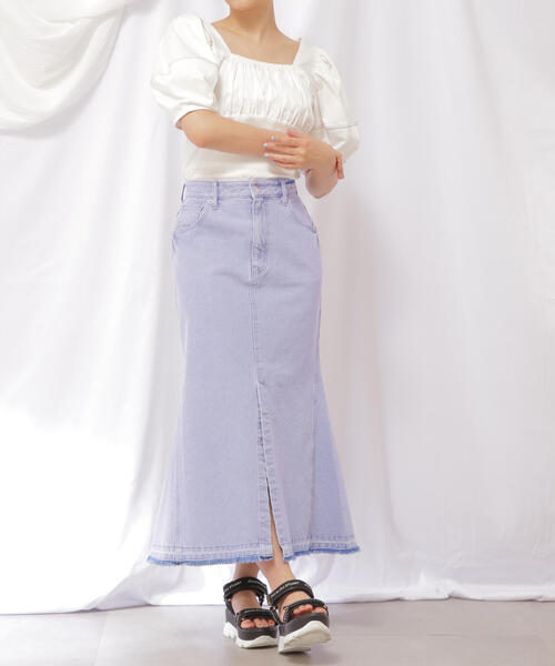 JILL by JILL STUART（ジルバイジルスチュアート）の「◇リメイク風マーメイドロングデニムスカート（デニムスカート・レディース・ブルー/パープル・MEDIUM/SMALL）」の10枚目の写真