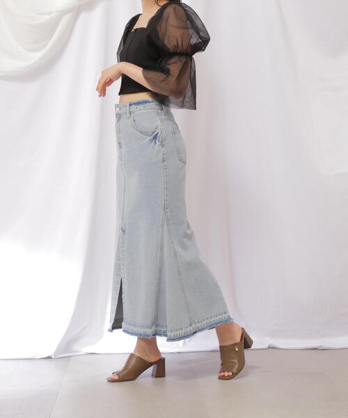 JILL by JILL STUART（ジルバイジルスチュアート）の「◇リメイク風マーメイドロングデニムスカート（デニムスカート・レディース・ブルー/パープル・MEDIUM/SMALL）」の13枚目の写真