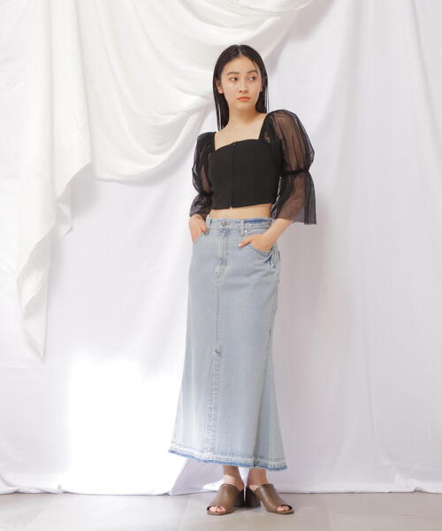 JILL by JILL STUART（ジルバイジルスチュアート）の「◇リメイク風マーメイドロングデニムスカート（デニムスカート・レディース・ブルー/パープル・MEDIUM/SMALL）」の17枚目の写真