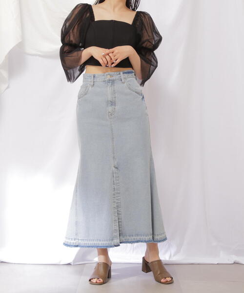 JILL by JILL STUART（ジルバイジルスチュアート）の「◇リメイク風マーメイドロングデニムスカート（デニムスカート・レディース・ブルー/パープル・MEDIUM/SMALL）」の21枚目の写真