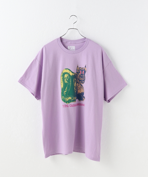 JOINT WORKS(ジョイントワークス)の「【Time change generator/タイムチェンジジェネレーター】 CAT PURPLE(Tシャツ/カットソー・メンズ・パープル・X-LARGE)」の1枚目の写真