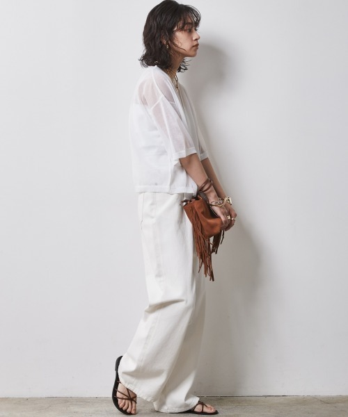 CHIC STYLE（シックスタイル）の「＜大きいサイズ＞シアーニットトップス シックスタイル（ニット/セーター・レディース・ブラック/オフホワイト・L/LL/3L/4L/5L）」の16枚目の写真