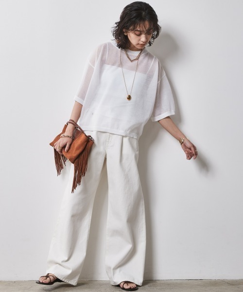 CHIC STYLE（シックスタイル）の「＜大きいサイズ＞シアーニットトップス シックスタイル（ニット/セーター・レディース・ブラック/オフホワイト・L/LL/3L/4L/5L）」の17枚目の写真