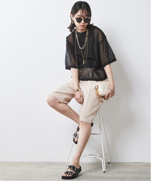 CHIC STYLE（シックスタイル）の「＜大きいサイズ＞シアーニットトップス シックスタイル（ニット/セーター・レディース・ブラック/オフホワイト・L/LL/3L/4L/5L）」の19枚目の写真