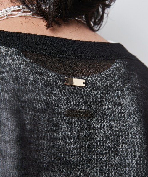 CHIC STYLE（シックスタイル）の「＜大きいサイズ＞シアーニットトップス シックスタイル（ニット/セーター・レディース・ブラック/オフホワイト・L/LL/3L/4L/5L）」の10枚目の写真