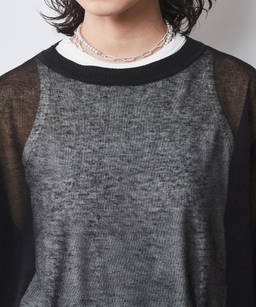 CHIC STYLE（シックスタイル）の「＜大きいサイズ＞シアーニットトップス シックスタイル（ニット/セーター・レディース・ブラック/オフホワイト・L/LL/3L/4L/5L）」の9枚目の写真