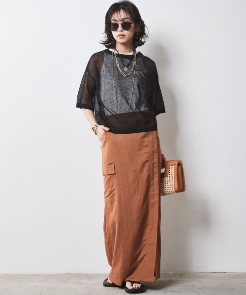 CHIC STYLE（シックスタイル）の「＜大きいサイズ＞シアーニットトップス シックスタイル（ニット/セーター・レディース・ブラック/オフホワイト・L/LL/3L/4L/5L）」の15枚目の写真