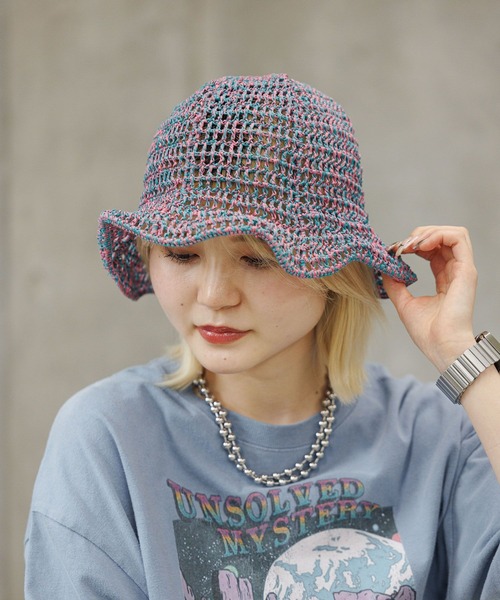 PAGEBOY（ページボーイ）の「スカシアミハット（ハット・レディース・チェリーピンク/ブラック・FREE）」の2枚目の写真