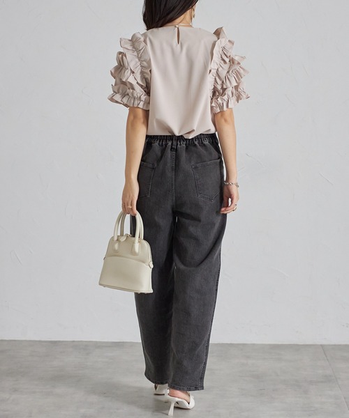 each（イーチ）の「ランダムフリルスリーブプルオーバー（Tシャツ/カットソー・レディース・ホワイト/ピンク/ブラック/サックスブルー・FREE）」の13枚目の写真