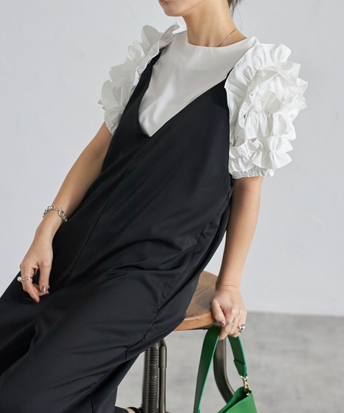 each（イーチ）の「ランダムフリルスリーブプルオーバー（Tシャツ/カットソー・レディース・ホワイト/ピンク/ブラック/サックスブルー・FREE）」の16枚目の写真