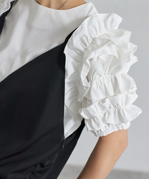 each（イーチ）の「ランダムフリルスリーブプルオーバー（Tシャツ/カットソー・レディース・ホワイト/ピンク/ブラック/サックスブルー・FREE）」の19枚目の写真