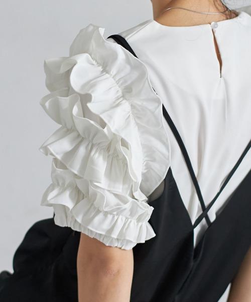 each（イーチ）の「ランダムフリルスリーブプルオーバー（Tシャツ/カットソー・レディース・ホワイト/ピンク/ブラック/サックスブルー・FREE）」の20枚目の写真