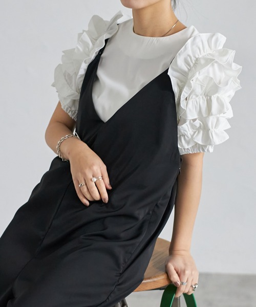 each（イーチ）の「ランダムフリルスリーブプルオーバー（Tシャツ/カットソー・レディース・ホワイト/ピンク/ブラック/サックスブルー・FREE）」の18枚目の写真