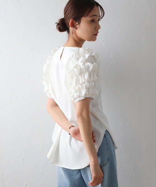 ランダムフリルスリーブプルオーバー（Tシャツ/カットソー）｜each