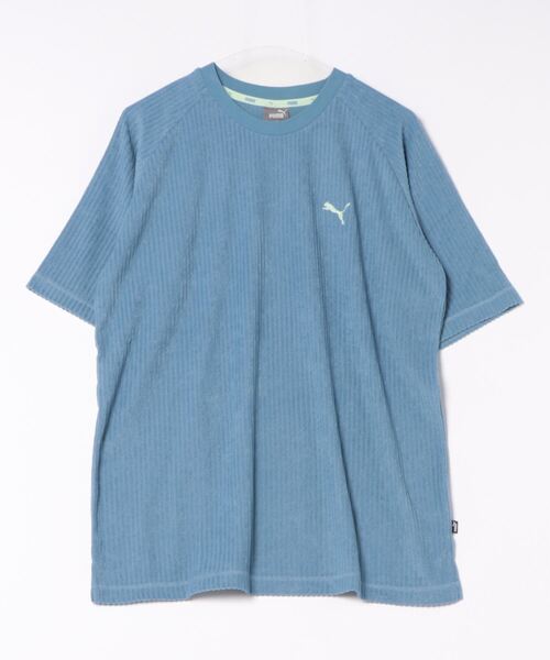 PUMA(プーマ)の「《PUMA》SUMMER PACK パイル Tシャツ(Tシャツ/カットソー・メンズ・ブラック/ホワイト系その他/ブルー・L/M/S/XL)」の1枚目の写真
