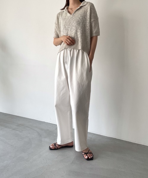 CANAL JEAN(キャナルジーン)の「El mar 半袖サマーポロニット(ニット/セーター・レディース・ブラック/ベージュ・ONE SIZE)」の5枚目の写真