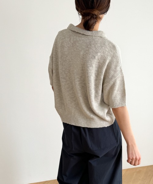 CANAL JEAN(キャナルジーン)の「El mar 半袖サマーポロニット(ニット/セーター・レディース・ブラック/ベージュ・ONE SIZE)」の15枚目の写真