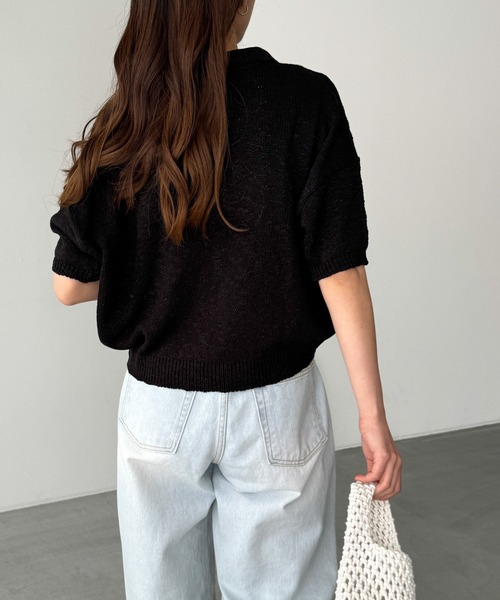 CANAL JEAN(キャナルジーン)の「El mar 半袖サマーポロニット(ニット/セーター・レディース・ブラック/ベージュ・ONE SIZE)」の18枚目の写真