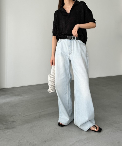 CANAL JEAN(キャナルジーン)の「El mar 半袖サマーポロニット(ニット/セーター・レディース・ブラック/ベージュ・ONE SIZE)」の19枚目の写真