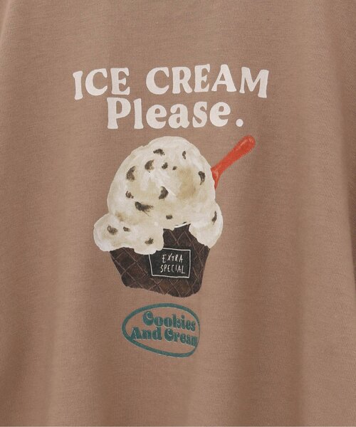 p.premier（ピードットプルミエ）の「【ジュニア対応】アイスちょーだいグラフィックリンガー半袖Tシャツ（Tシャツ/カットソー・キッズ・オフホワイト/ブラウン/ピンク・120/80/110/100/90/140/130）」の12枚目の写真
