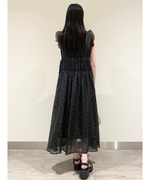 snidel シフォンギャザーノースリワンピース　ライトブルー　サイズ1 snidel シフォンギャザーノースリワンピース ライトブルー