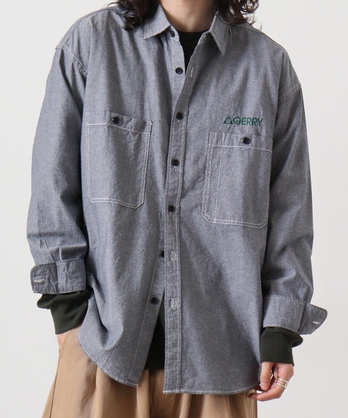 GERRY(ジェリー)の「GERRY ダンガリー ワーク 長袖 シャツ(シャツ/ブラウス・メンズ・ネイビー/ホワイト/ミント/ブルー・L/M/LL)」の4枚目の写真