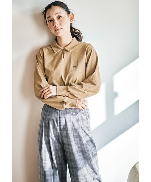 and myera(アンド マイラ)の「and myera 長袖ポロTトップス(ポロシャツ・レディース・ベージュ/ネイビー/アイボリー・X-LARGE/LARGE/MEDIUM/SMALL)」の10枚目の写真