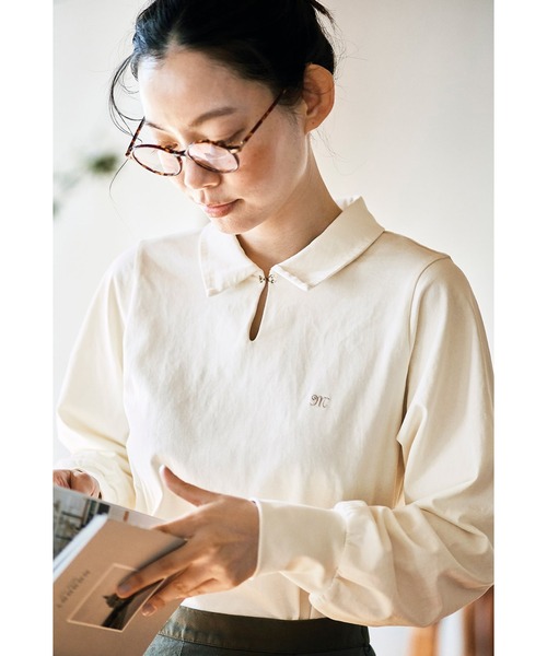 and myera(アンド マイラ)の「and myera 長袖ポロTトップス(ポロシャツ・レディース・ベージュ/ネイビー/アイボリー・X-LARGE/LARGE/MEDIUM/SMALL)」の20枚目の写真