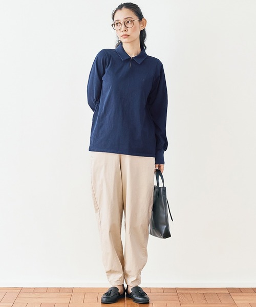 and myera(アンド マイラ)の「and myera 長袖ポロTトップス(ポロシャツ・レディース・ベージュ/ネイビー/アイボリー・X-LARGE/LARGE/MEDIUM/SMALL)」の17枚目の写真