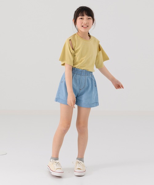 chil2(チルツー)の「ダンガリーショートパンツ(デニムパンツ・キッズ・ブルー/ネイビー・80cm/90cm/100cm/110cm/120cm/130cm/140cm)」の13枚目の写真