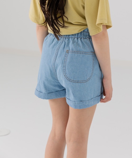 chil2(チルツー)の「ダンガリーショートパンツ(デニムパンツ・キッズ・ブルー/ネイビー・80cm/90cm/100cm/110cm/120cm/130cm/140cm)」の16枚目の写真