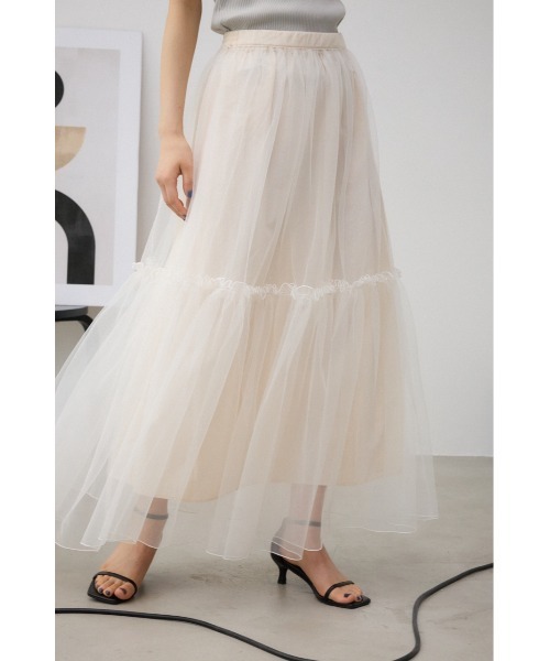 AZUL by moussy（アズールバイマウジー）の「チュールスカート（スカート・レディース・ブラック/オフホワイト・FREE）」の15枚目の写真