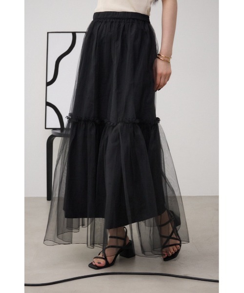 AZUL by moussy（アズールバイマウジー）の「チュールスカート（スカート・レディース・ブラック/オフホワイト・FREE）」の7枚目の写真