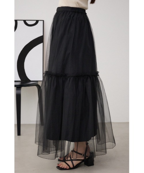 AZUL by moussy（アズールバイマウジー）の「チュールスカート（スカート・レディース・ブラック/オフホワイト・FREE）」の11枚目の写真