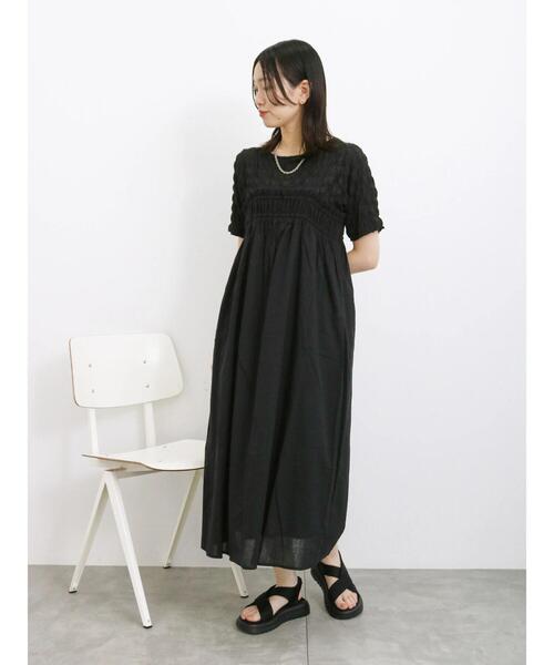 Samansa Mos2 blue(サマンサモスモスブルー)の「膨れポコポコ無地Tシャツ(Tシャツ/カットソー・レディース・キナリ/オフホワイト/ブラック・F)」の14枚目の写真