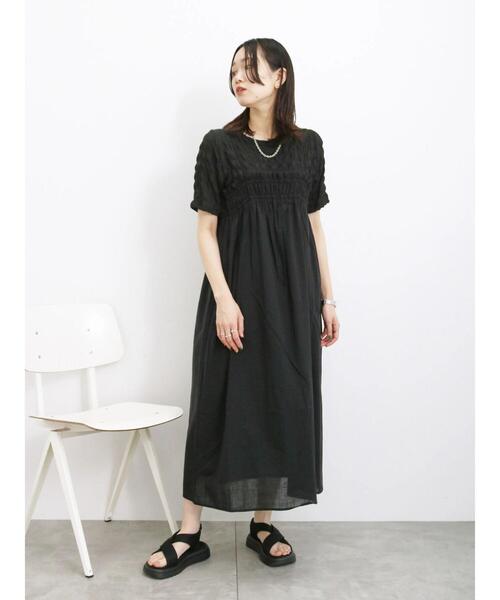 Samansa Mos2 blue(サマンサモスモスブルー)の「膨れポコポコ無地Tシャツ(Tシャツ/カットソー・レディース・キナリ/オフホワイト/ブラック・F)」の15枚目の写真