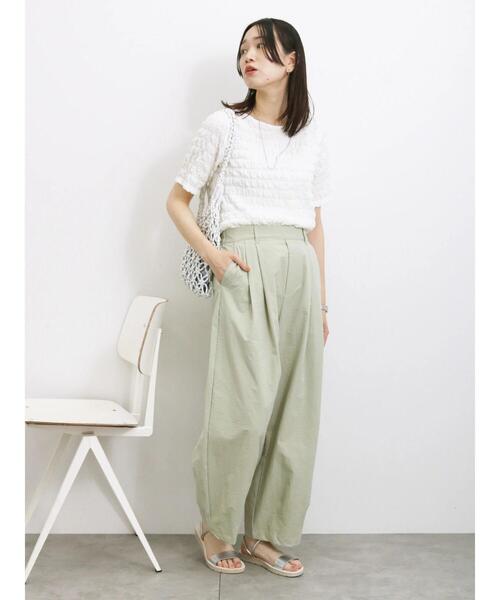 Samansa Mos2 blue(サマンサモスモスブルー)の「膨れポコポコ無地Tシャツ(Tシャツ/カットソー・レディース・キナリ/オフホワイト/ブラック・F)」の12枚目の写真