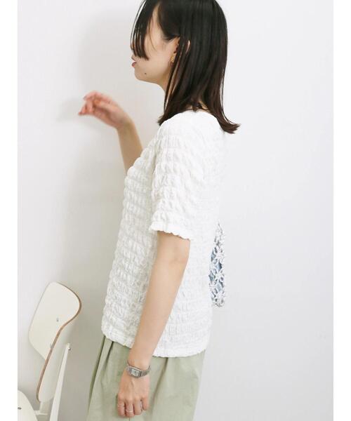 Samansa Mos2 blue(サマンサモスモスブルー)の「膨れポコポコ無地Tシャツ(Tシャツ/カットソー・レディース・キナリ/オフホワイト/ブラック・F)」の6枚目の写真