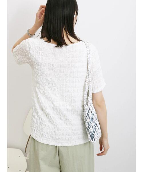 Samansa Mos2 blue(サマンサモスモスブルー)の「膨れポコポコ無地Tシャツ(Tシャツ/カットソー・レディース・キナリ/オフホワイト/ブラック・F)」の7枚目の写真