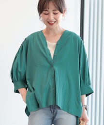 接触冷感 袖ボリュームブラウス