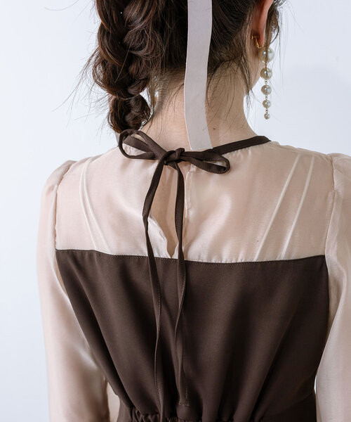 OLIVE des OLIVE(オリーブデオリーブ)の「【手洗い可能/オケージョン対応】後ろリボンドッキングワンピース(ドレス・レディース・ブラック/ブラウン/ブラック系その他/オフホワイト・FREE)」の15枚目の写真