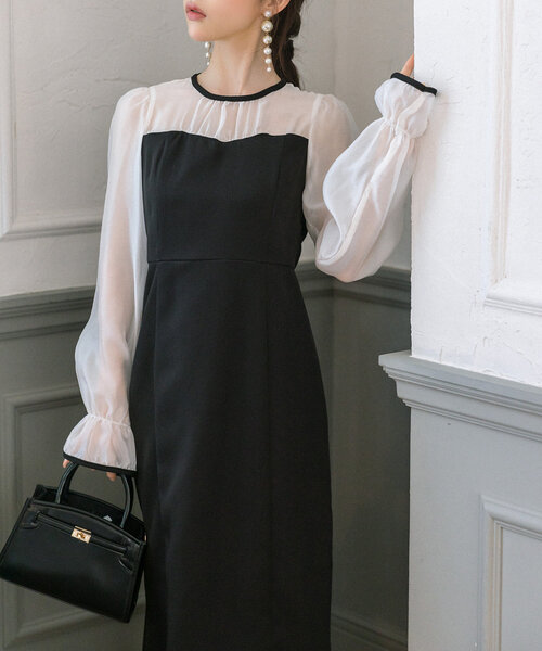 OLIVE des OLIVE(オリーブデオリーブ)の「【手洗い可能/オケージョン対応】後ろリボンドッキングワンピース(ドレス・レディース・ブラック/ブラウン/ブラック系その他/オフホワイト・FREE)」の19枚目の写真